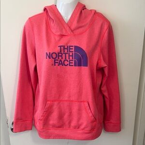 The North Face Womens Hooded Pullover Sweatshirt Size L Neon Pink